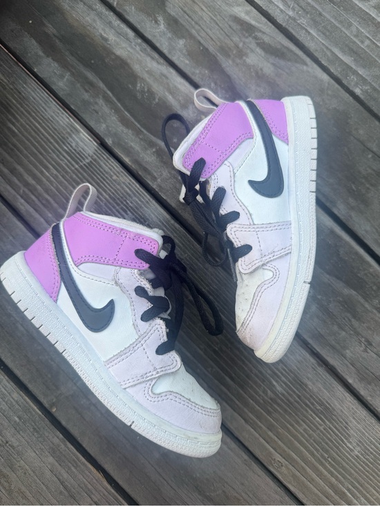 Nike Other - Nike Kids Jordon 1 Mid High-Top Sneakers in White, Lavender and Black